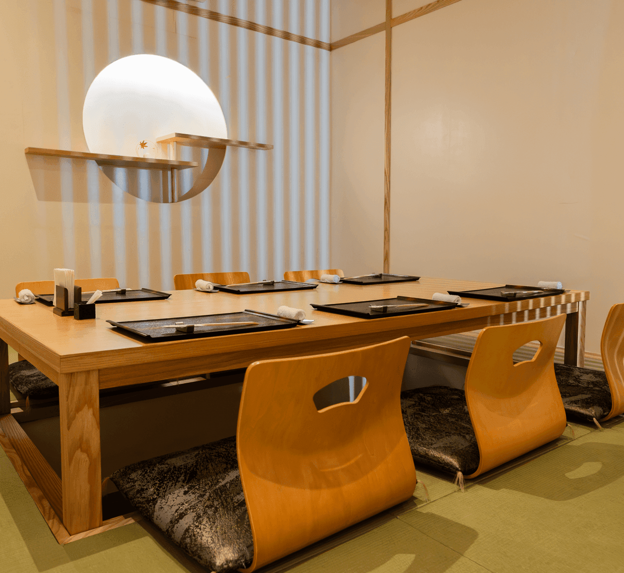 Quiet tatami setting prepared for a private dinner in Makati